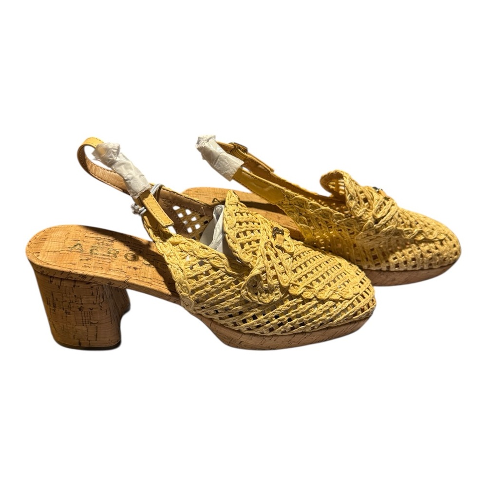 Aerosoles Natural Woven Slingback Heels Size 10 NWT